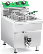 NUPANT 12.7 QT Commercial Fryer Electric Deep Fryer with Basket and Lid,Commercial Deep Fryer with Oil Filtration and Timer, Stainless Steel DEEP FRYER Countertop Fryer for Home Restaurant 110V/1750W