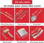 Senwosa Premium Pizza Oven Accessories Kit - 6-Piece Set for Home Pizza Making: Includes Pizza Peel, Oven Brush, Bubble Popper Turner, Rocker Cutter, Dough Roller & Scraper