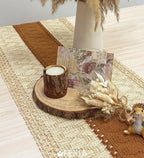 FEXIA Boho Table Runner 72 Inches Long Thanksgiving Decor Macrame Table Runner Farmhouse Style with Tassels for Party Bohemian Rustic Wedding Bridal Shower Dining Decor Middle Brown (12x72 Inches)