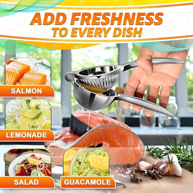 Stainless Steel Lemon Squeezer – Lemon Juicer Squeezer Manual Citrus Juicer | Dishwasher Safe Citrus Press | Corrosion-Resistant | Effortless Maximum Juice Extraction for Lemons, Limes, Oranges & More