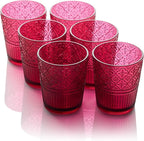 Victoria Ruby Set of 6 Premium Acrylic DOF Glass 16 oz – Unbreakable Drinkware with Elegant Embossed Design, Perfect for Indoor & Outdoor Use