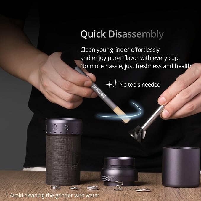 1Zpresso J-Ultra Manual Coffee Grinder Iron Gray, Conical Burr, Foldable Handle, Magnet Catch Cup Capacity 40g, Numerical Adjustable Finely Setting, Faster Grinding Efficiency Ideal for Espresso