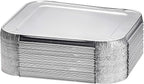 8x8 Disposable Aluminum Pans With Lids - 50 Pack Foil Pans For Cooking, Baking Cakes, Roasting & Homemade Breads - Disposable Food Containers With Foil Lids