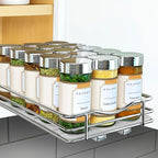LYNK PROFESSIONAL® Pull Out Spice Organization for Cabinets - 6-3/8 inch Wide – Spice Rack for Inside Cabinets, Slide Out Spice Rack Organizer for cabinet – Pull Out Spice Rack, Sliding 1 Tier Chrome