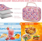 Lunch Box Kids Insulated Lunch Bag for Boys Girls Cute Reusable Lunch Tote Bag Waterproof Portable Thermal Lunch Box Kids for School Picnic Travel Pink Butterfly