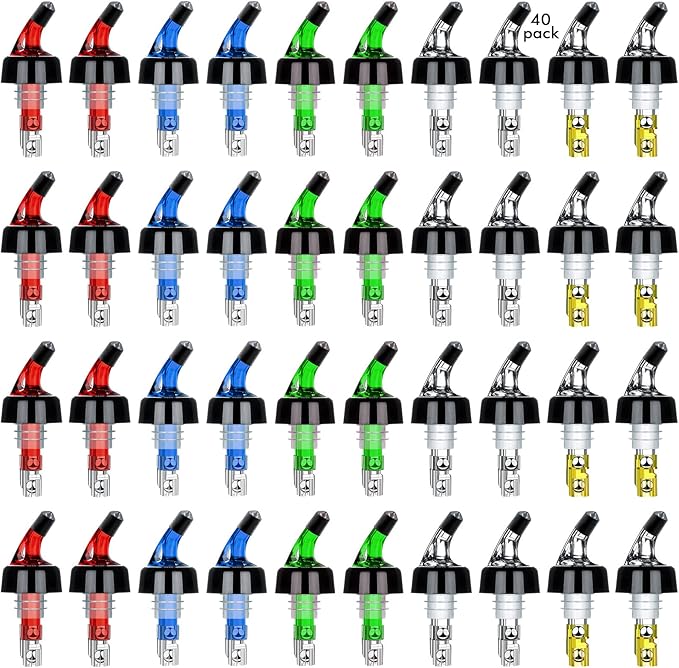 SuproBarware Automatic Measured Bottle Pourer Liquor Bottle Pourer Quick Shot Dispenser 1oz Liquor Pour Spout for Alcohol,Wine,Spirits, Home Bar Kitchen Tools 40 Pack