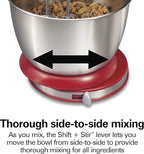 Hamilton Beach Classic Stand and Hand Mixer, 4 Quarts, 6 Speeds with QuickBurst, Bowl Rest, 290 Watts Peak Power, Red (64654)