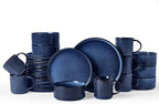 Famiware Star 24-Piece Stoneware Dinnerware Sets, Service for 6 - Reactive Glaze Mugs, Plates and Bowls, Dishes for Everyday/Formal Use, Chip/Scratch Resistant, Microwave/Dishwasher Safe, Nebulas Blue