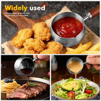 3 Pieces Stainless Steel Mini Sauce Pan with Wooden Handle & Spout, 1.7/3.4/5.1 Oz Silver Small Butter Warmer Saucepan, Reusable Sauce Pot Dipping Bowl (Silver)