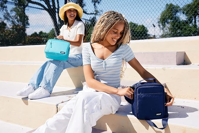 PackIt Freezable Classic Lunch Box, Blue Sky, Built with EcoFreeze Technology, Collapsible, Reusable, Zip Closure With Zip Front Pocket and Buckle Handle, Perfect for School Lunches