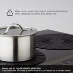 Lazy K Induction Cooktop Mat - Silicone Fiberglass Scratch Protector - for Magnetic Stove - Non Slip Pads to Prevent Pots from Sliding During Cooking_ Black (9.4inches)