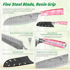 FULLHI 15pcs Japanese Knife Set with Magnetic Knife Block Holder, Japan Stainless Steel Blades, Ergonomic Handles for Professional and Home Cooking (Pink, Knife set)