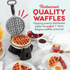 Dash Flip Belgian Waffle Maker - For Thick, Fluffy Single-Serve Waffles - Features Ceramic Nonstick Plates and Easy Flip Design - Cream