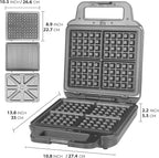 FineMade Belgian Waffle Maker with Removable Plates, Waflera Electrica, Large Waffle Iron, 3 in 1 Panini Grill Press Breakfast Sandwich Maker, Electric Griddle, Grilled Cheese Maker, Breakfast Station