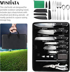 MOSFiATA Chef Knife Sets with Carry case Bag, 19 Pieces Professional Knife Set with Knife Sharpening Rod, High Carbon Stainless Steel Kitchen Chef Knives Set，Dishwasher Safe, For Outdoor