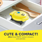 Dash & PEEPS® Mini Waffle Maker- Mini Machine for Creative Homemade Treats - Nonstick Iron with Unique Print Design - Stylish Waffle Machine - Yellow Chick