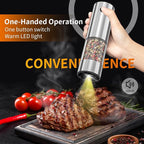 2Pack Electric Salt and Pepper Grinder Set USB Rechargeable with Warm LED Light, Adjustable Coarseness Lidaop Large Capacity Automatic Salt Pepper Mill Shakers for Kitchen, Sliver Set