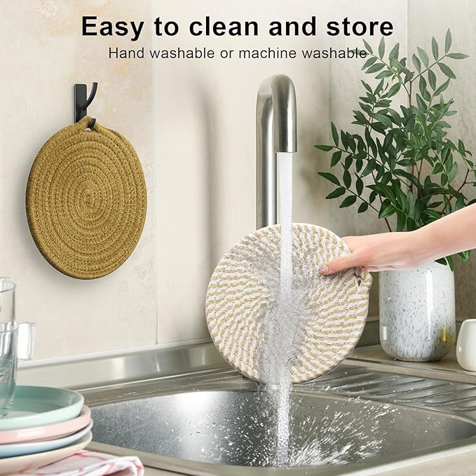 7" Trivets for Hot Dishes, 6 Pack Hot Pads for Kitchen Counter & Dining Table, Heat Resistant | Scratches | Stains Cotton Trivets for Hot Pots and Pans