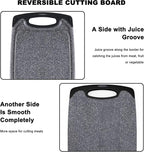 Viretang Plastic Cutting Boards Set of 3 Extra Large for Kitchen, Thick Chopping Board with Deep Juice Grooves, Non‑Slip Feet, Easy Grip Handle, BPA Free, Dishwasher Safe,Black