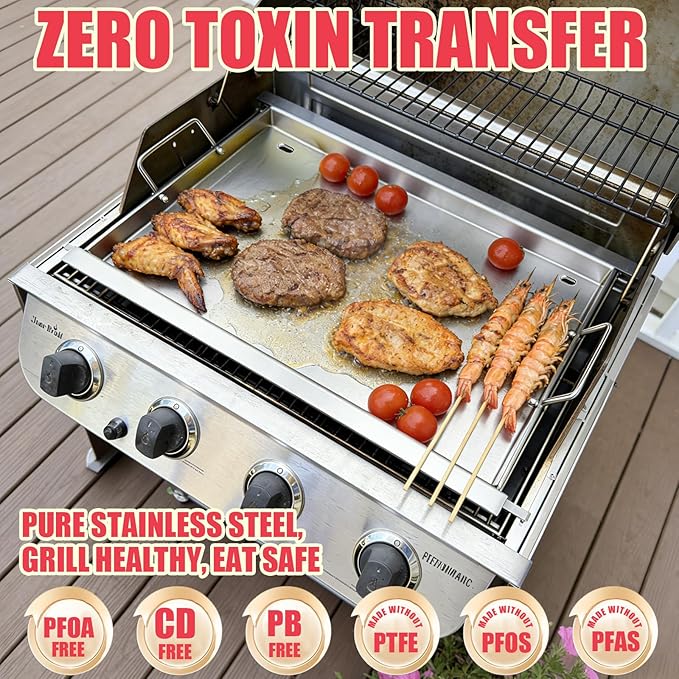 Full Size Griddle Insert for Napoleon Prestige PRO 500 & Built-in Prestige 500 Grills Accessories, BIP500RBNSS-3 P500RBPSS P500RSIBNK-3 P500 P500N Parts, 26.3"L x 17.7"W Stainless Steel Griddle Plate