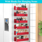 HuggieGems 6 Pack Magnetic Spice Storage Rack Organizer for Refrigerator and Oven, Red Fridge Organizers and Storage