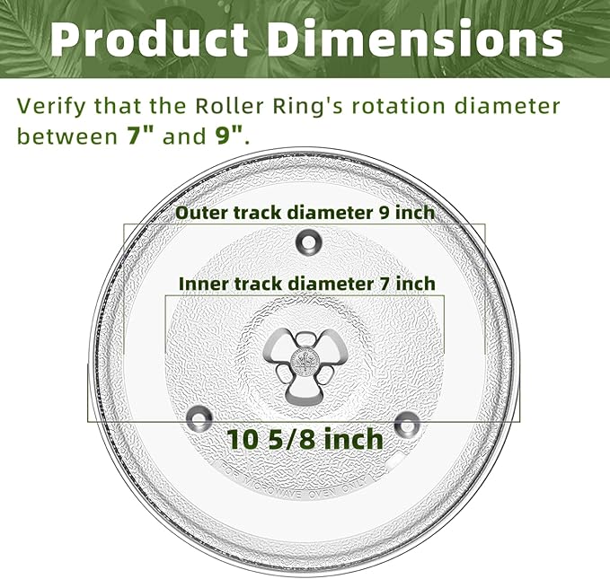 10.6" Microwave Glass Turntable Compatible with Hamilton Beach P90D23AL-R1, GE WB48X26755, 10 5/8 inch Replacement Microwave Glass Plate for Whirlpool WPW10551236