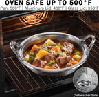 Cooks Standard Moroccan Tagine Pot 3.6 Qt, 11 Inch Multi-Ply Clad Stainless Steel Pan with Dual Handles, Clay Pot Alternative for Slow Cooking, with Conical Die-Cast Aluminum & Glass Lid, White