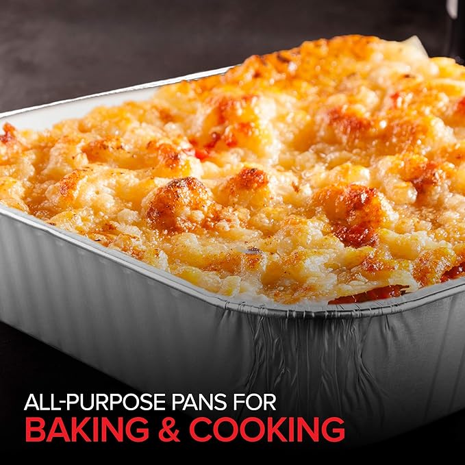 Stock Your Home 8x8 Foil Pans (50 Pack) 8 Inch Square Aluminum Pans - Foil Pans - Disposable Food Containers Great for Baking Cake, Cooking, Heating, Storing, Prepping Food