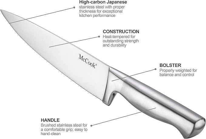 McCook® Knife Sets, German Stainless Steel Kitchen Knife Block Sets with Built-in Sharpener (Pack of 2)