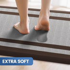 KitchenClouds [2 PCS Kitchen Rugs Cushioned Anti-Fatigue Kitchen Mats for Floor Waterproof Kitchen Rug Set Non-Slip Comfort Standing Mat for Office, Sink, Laundry 20"×30"+20"×60",Chocolate