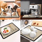 Coffee Mat for Countertops ,Coffee Bar Accessories Fit Under Coffee Maker Espresso Machine, Absorbent Hide Stain Rubber Mat for Countertop ,Dish Drying Mat for Kitchen Counter (D-Beige, 12"x19")