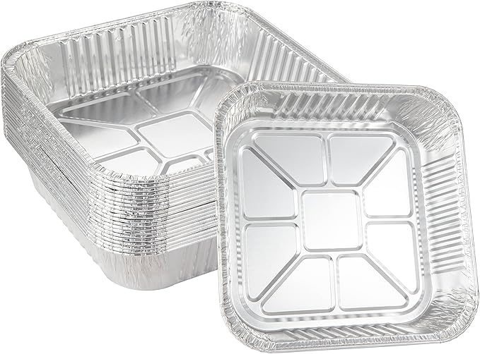 Waytiffer 50pack- 8 x 8 Aluminum foil Pans Disposable,Heavy Duty Square baking Cake Pans, Cooking Tins Homemade Breads Oven, Baking Roasting Pan