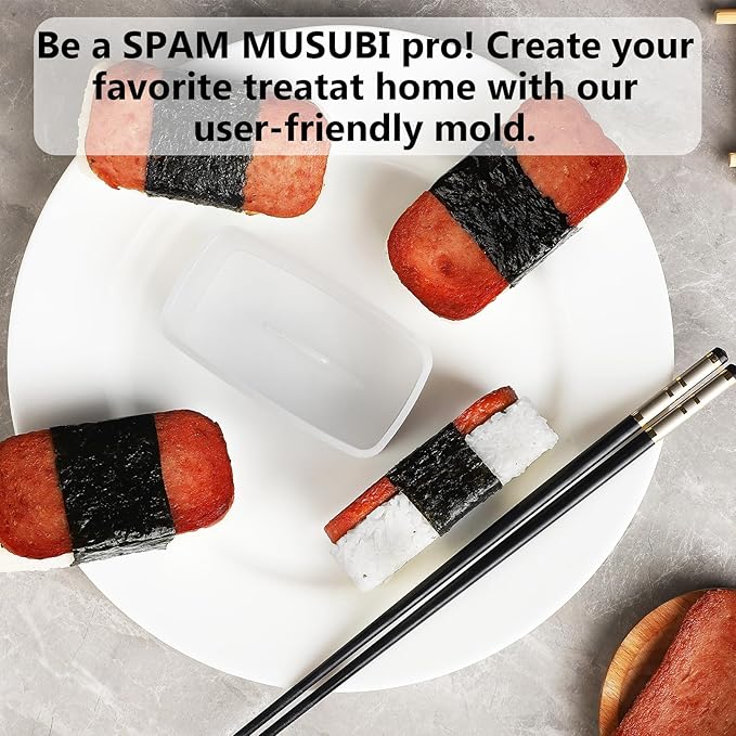 Musubi Mold Kit Musubi Maker Press 2 Pack with Luncheon Meat Slicer and Rice Paddle - Create Authentic Hawaiian Musubi at Home Non-Stick