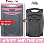 Extra Large Cutting Boards, Plastic Cutting Boards for Kitchen (Set of 3) Cutting Board Set Dishwasher Chopping Board with Juice Grooves Easy-Grip Handles, Pink, Empune