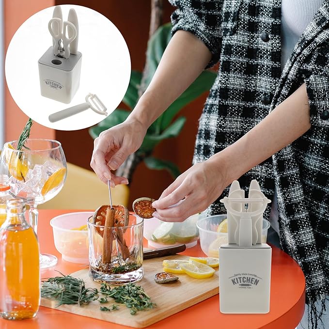 Fruit Peeling Cutter and Paring Knife Set, 5pcs Kitchen Small Tool Kit with Melon Peeler and Gadget Storage Box, Plastic Handle Fruit Cutting Tools for Home Cooking