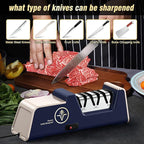 VIDOME Professional Electric Knife Sharpener with 100% Diamond Abrasives and Precision Angle Guides for Kitchen Straight Edge&Ceramic Knife Work Sharp, 3-stage Champagne Gold, afilador de cuchillos