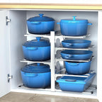 ORDORA 8-Tier Pots and Pans Organizer under Cabinet, Kitchen Cabinet Organizers and Storage, Heavy Duty 120LBS Pots and Pan Storage Rack Organizer inside Cabinet, Adjustable, Silver