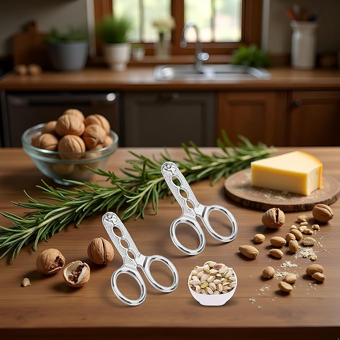 2Pcs Nutcrackers for Nuts, Stainless Steel Nuts Pistachio Sheller Opener Kitchen Tools, Nutcracker Multi-Function Walnut Pine Sheller Opener Nut Crackers, Specialty Tools and Gadgets