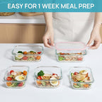 Vtopmart 8 Pack Glass Food Storage Containers with Airtight Lids, Glass Meal Prep Containers, Lunch Containers for Microwave, Oven, Freezer and Dishwasher, BPA Free