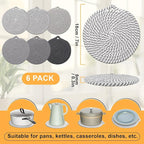 7" Trivets for Hot Dishes, 6 Pack Hot Pads for Kitchen Counter & Dining Table, Heat Resistant | Scratches | Stains Cotton Trivets for Hot Pots and Pans