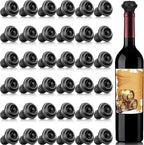 Honoson 36 Pieces Wine Stopper Resealable Pump Vacuum Silicone Saver Practical for Kitchen Supplies Bottle Tools (Black)