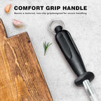 Knife Sharpener Rod, Kitchen Knives Sharpener Carbon Steel Professional Knife Sharpening Steel, Honing Rod with Hanging Holes (13 inches)
