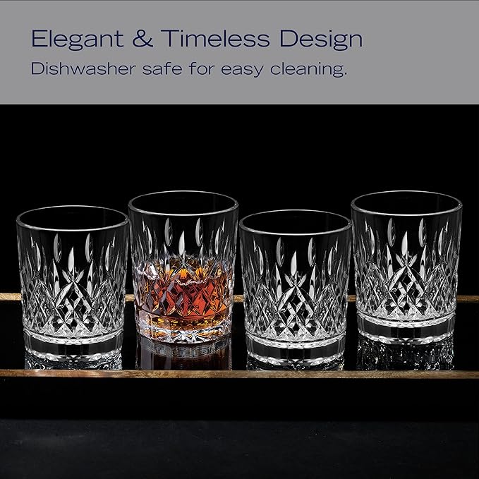 Mikasa Harding Double Old Fashioned Rocks Whiskey, Set of 4