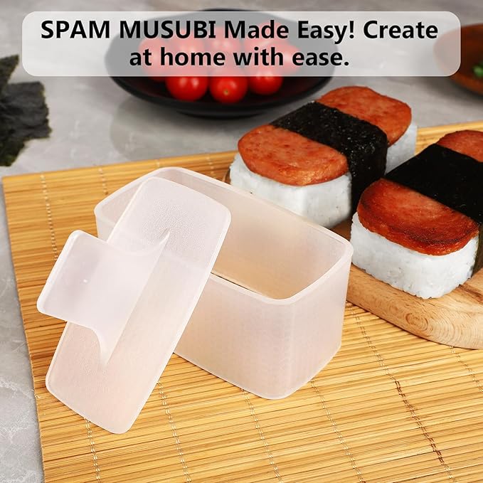 Musubi Mold Kit Musubi Maker Press 2 Pack with Luncheon Meat Slicer and Rice Paddle - Create Authentic Hawaiian Musubi at Home Non-Stick