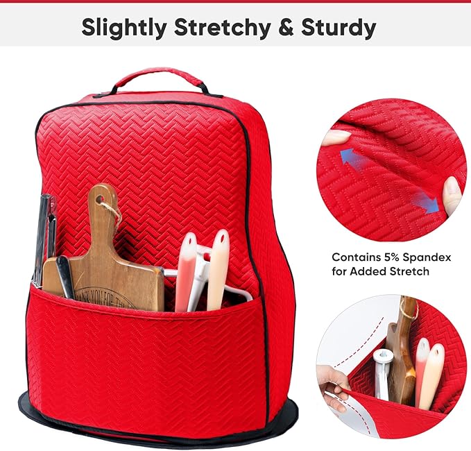 BAGSPRITE Stretchy Stand Mixer Cover with Appliance Slider- Washable Appliance Cover Compatible with Kitchenaid Mixer5/4.5 Quart - Dust Cover with Pockets for Kitchen Aid Accessories and Attachments