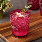 Victoria Ruby Set of 6 Premium Acrylic DOF Glass 16 oz – Unbreakable Drinkware with Elegant Embossed Design, Perfect for Indoor & Outdoor Use