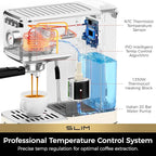 CHULUX Slim Espresso Machine with Milk Frother, 20 Bar Professional Italian Pump Espresso Coffee Machine for Home Cappuccino & Latte Maker, Stainless Steel, Creamy