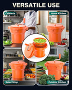 WantJoin Commercial Salad Spinner - 2.5 Gallon Salad Dryer w/Silicone Anti-slip Mat & Draining Hose, 10Qt Manual Salad Spinner for 3 Heads of Lettuce Spinner Large for Catering