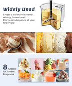 Alcarin Ice Cream Maker with 3 Pints(Not Freezer) Homemade Slushie Gelato Yogurt Sorbet Frozen Treat Machine 10 Pre-set Program Respin & Mix-in
