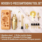 JNWINOG 12Pcs-Cocktail Shaker Set Stainless Steel Bartending Kit 18.6oz Cocktail Bar Set Cocktail Mix Drink Making Kit Professional Bar and Home Drink Bar Tools for Bartender(Gold, 12Pcs)